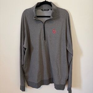 Travis Mathew Gray Quarter-Zip Pullover with Red OU Logo